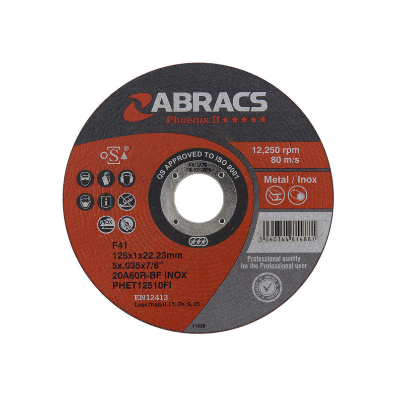 Abracs Phoenix II 125mm x 1.0mm extra-thin inox cutting disc.