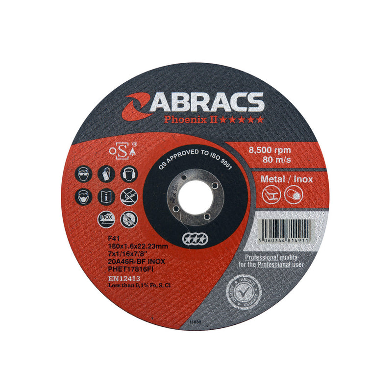 Abracs Phoenix II 178mm extra-thin cutting disc for stainless steel (inox).