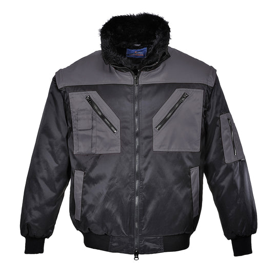 Two-tone blue and yellow Portwest Pilot Jacket designed for high visibility and style.