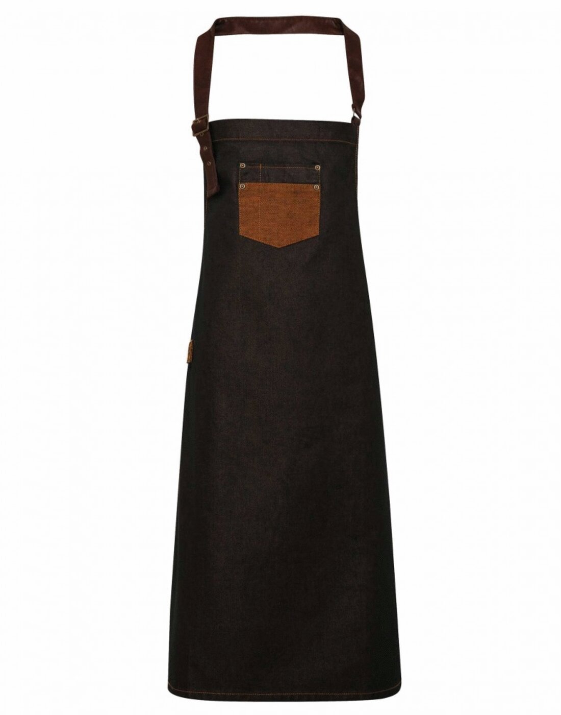 Premier 'Division' Waxed Look Denim Bib Apron with Faux leather