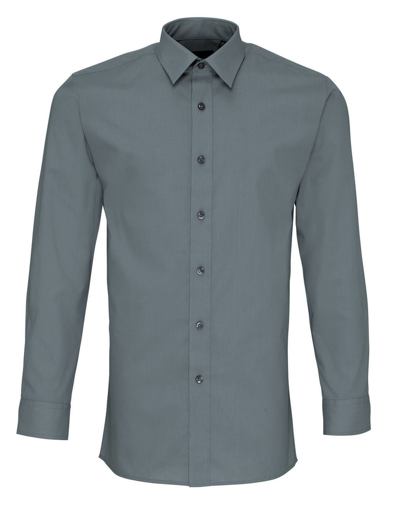 Premier Men's Long Sleeve Fitted Poplin Shirt