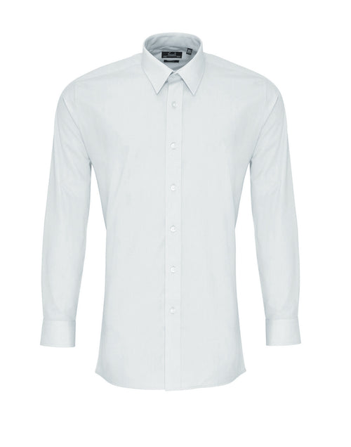 Premier Men's Long Sleeve Fitted Poplin Shirt