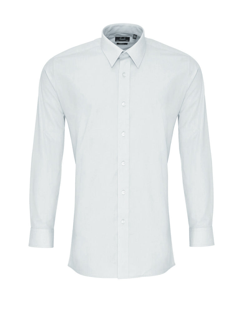 Premier Men's Long Sleeve Fitted Poplin Shirt