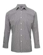 Premier Men's Long Sleeve Gingham Cotton Microcheck Shirt