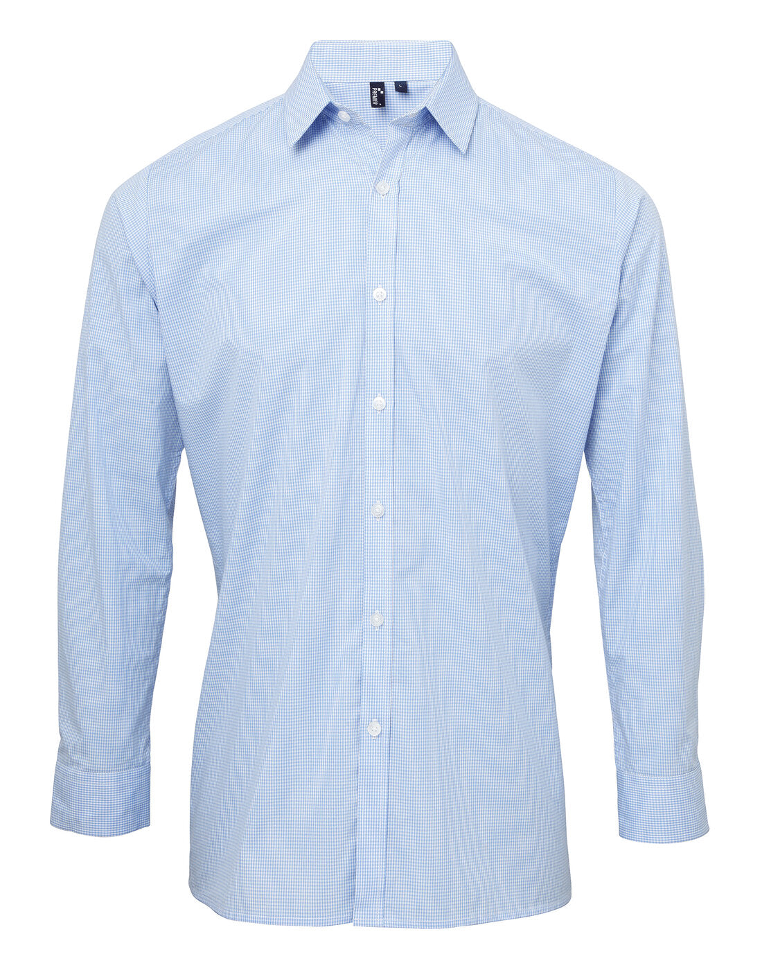 Premier Men's Long Sleeve Gingham Cotton Microcheck Shirt