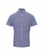 Premier Men's Short Sleeve Gingham Cotton Microcheck Shirt - thumbnail 4