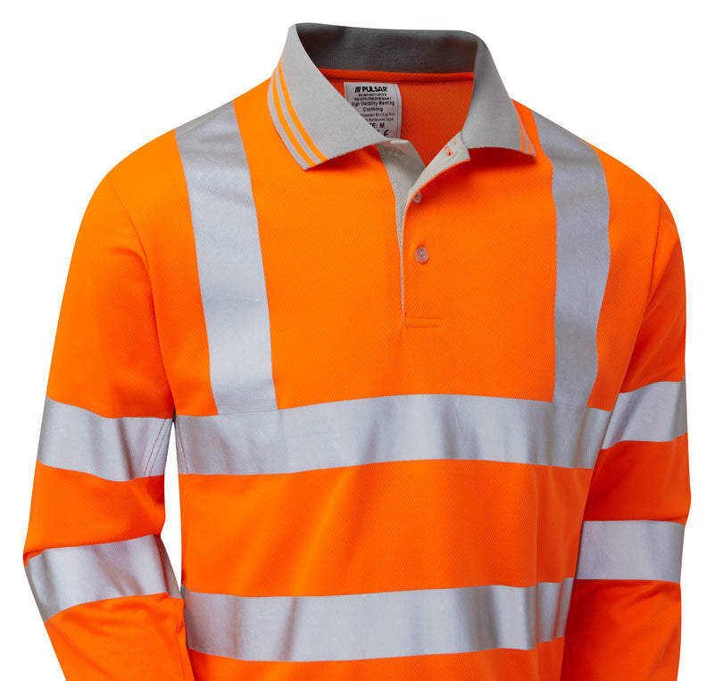 Pulsar Rail Spec Long Sleeve Polo Shirt - PR470 Orange