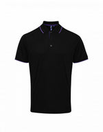Premier Men's Contrast Tipped Coolchecker Polo Two tone Shirt - thumbnail 4