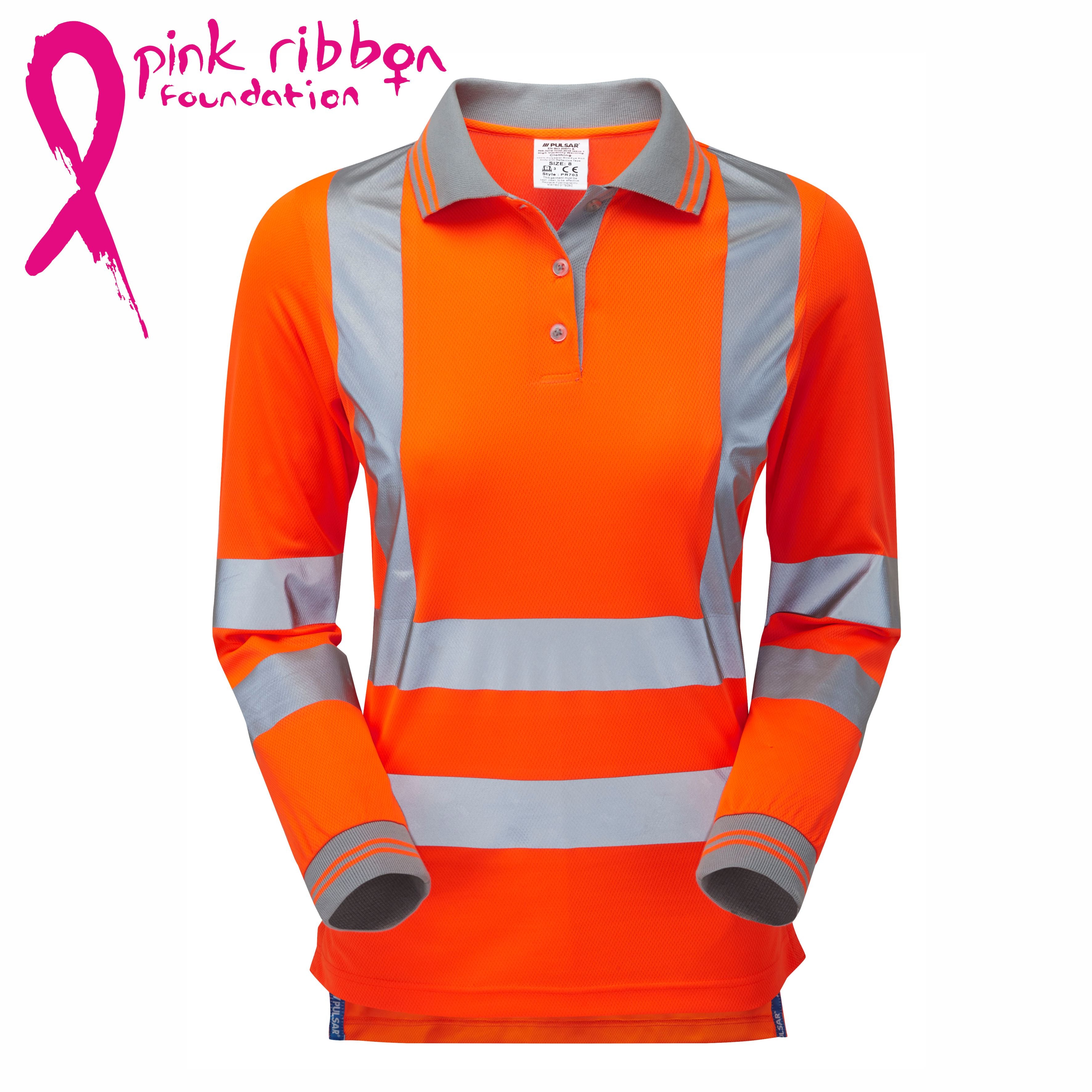 Pulsar Rail Specladies Long Sleeve Hi-Vis Polo Shirt - PR703 Orange