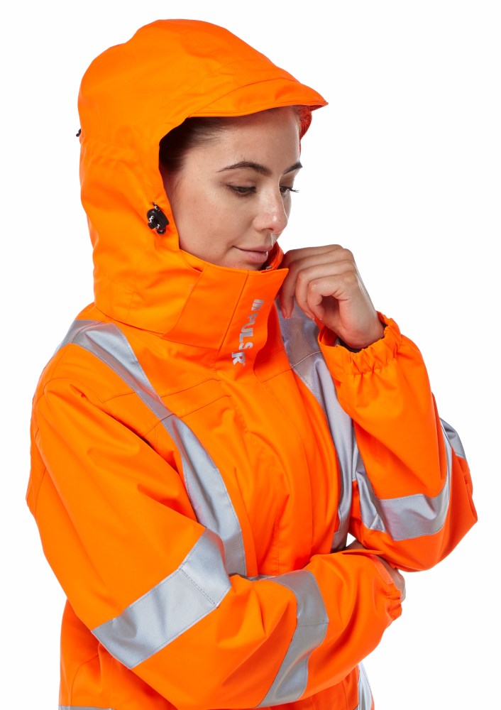 Pulsar Rail Spec Ladies Unlined Hi-Vis Storm Coat - PR705 Orange