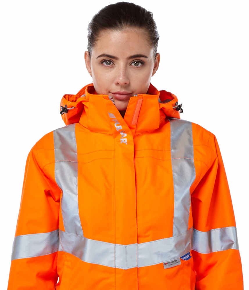 Pulsar Rail Spec Ladies Unlined Hi-Vis Storm Coat - PR705 Orange