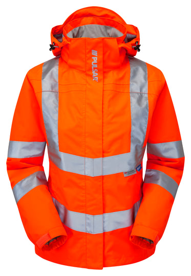 Pulsar Rail Spec Ladies Unlined Hi-Vis Storm Coat - PR705 Orange