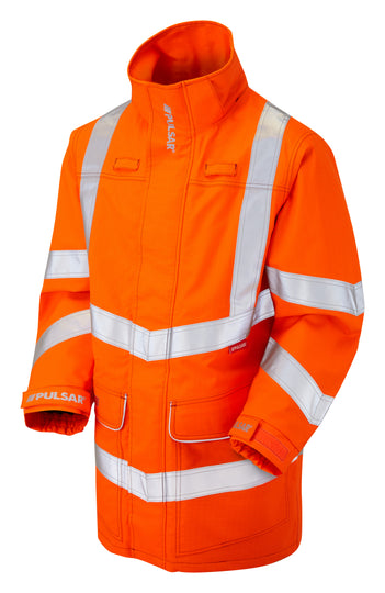 Pulsar Rail Spec Flame Retardant Ast Arc Hi-Vis Storm Coat - PRARC09 Orange