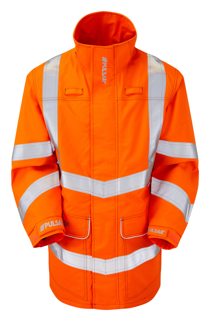 Pulsar Rail Spec Flame Retardant Ast Arc Hi-Vis Storm Coat - PRARC09 Orange