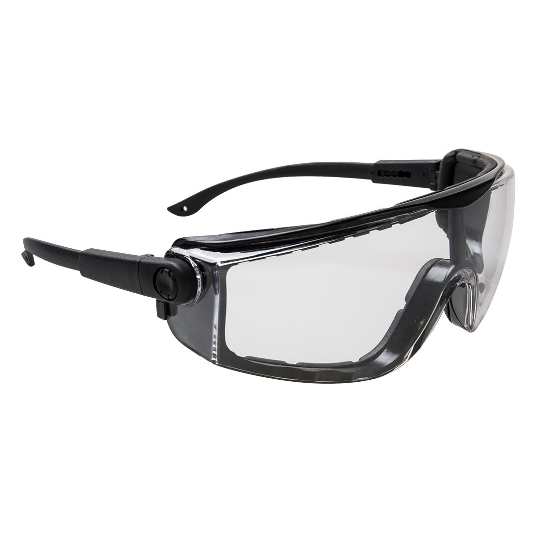 Clear lens Portwest Focus PS03 safety spectacles.