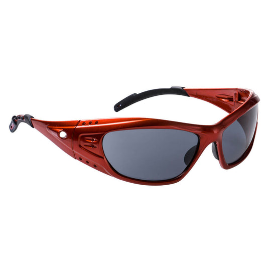 Portwest Paris Sport Spectacles (PS06) with a smoke lens, offering a sleek and sporty design for eye protection.