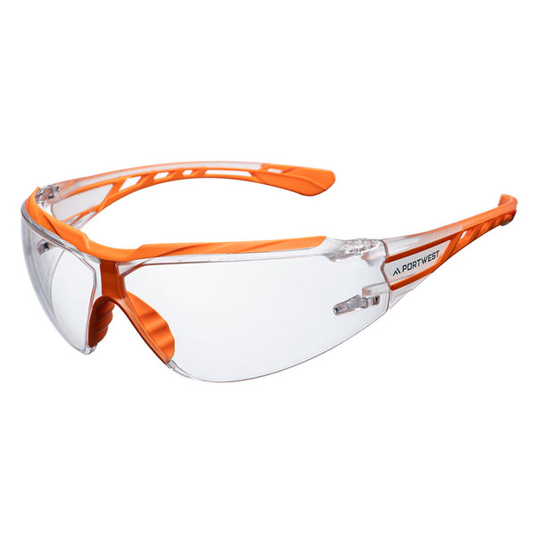 Portwest Supra KN Safety Glasses (PS10) with clear K&N rated lenses for superior anti-scratch and anti-fog protection.