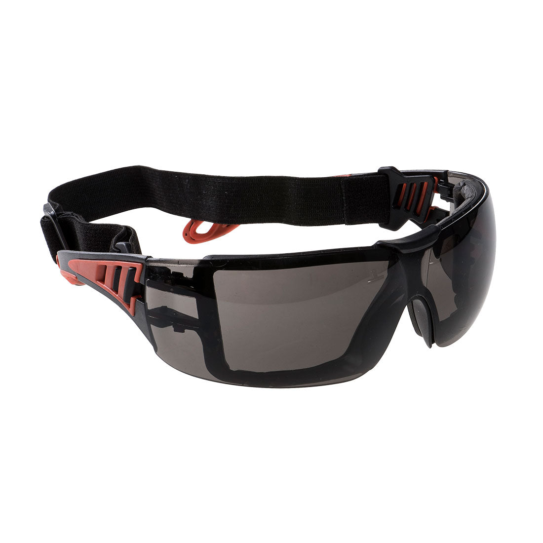 Portwest Tech Look Plus Spectacles (PS11) with smoke lenses and a comfortable foam gasket for outdoor use.