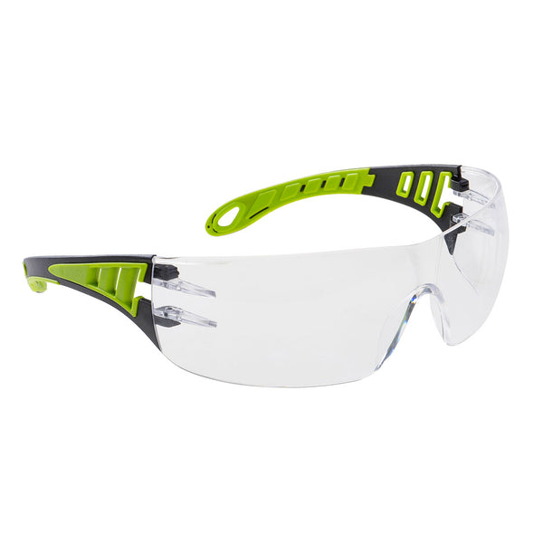 Sleek Portwest Tech Look Spectacles (PS12) with clear lenses for general-purpose indoor eye protection.