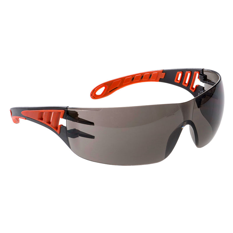 Portwest Tech Look Spectacles (PS12) with smoke lenses, ideal for outdoor work and protection from sun glare.