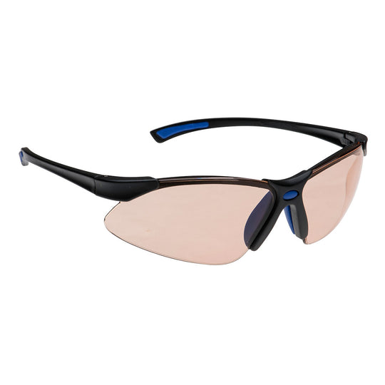 Portwest Blue Light Blocker Spectacles (PS17) with specialized brown lenses to reduce eye strain from screens.