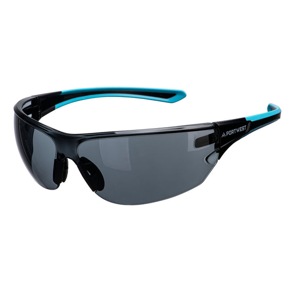 Portwest Ultimo KN Safety Glasses (PS19) featuring smoke K&N rated lenses for use in bright light conditions.