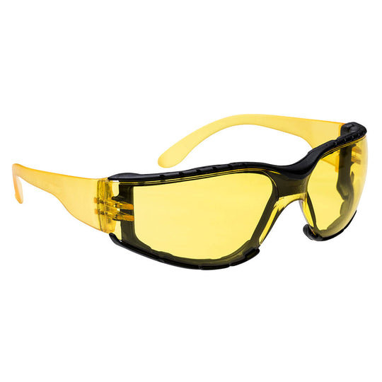 Portwest Wrap Around Plus Spectacles (PS32) with amber anti-scratch lenses.
