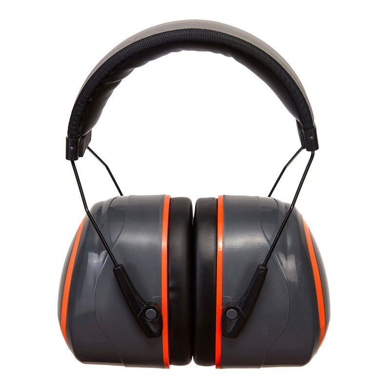 Portwest HV Extreme Ear Muff (PS43) in high-visibility yellow and grey.