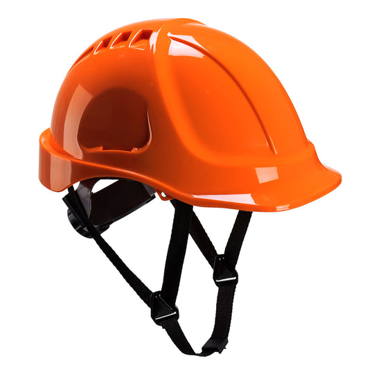 Orange Portwest Endurance Plus Helmet (PS54) with integrated visor.