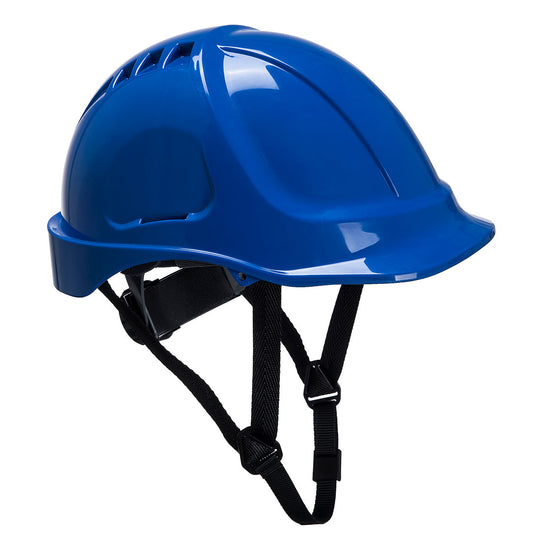 Royal blue Portwest Endurance Plus Helmet (PS54) with retractable visor.