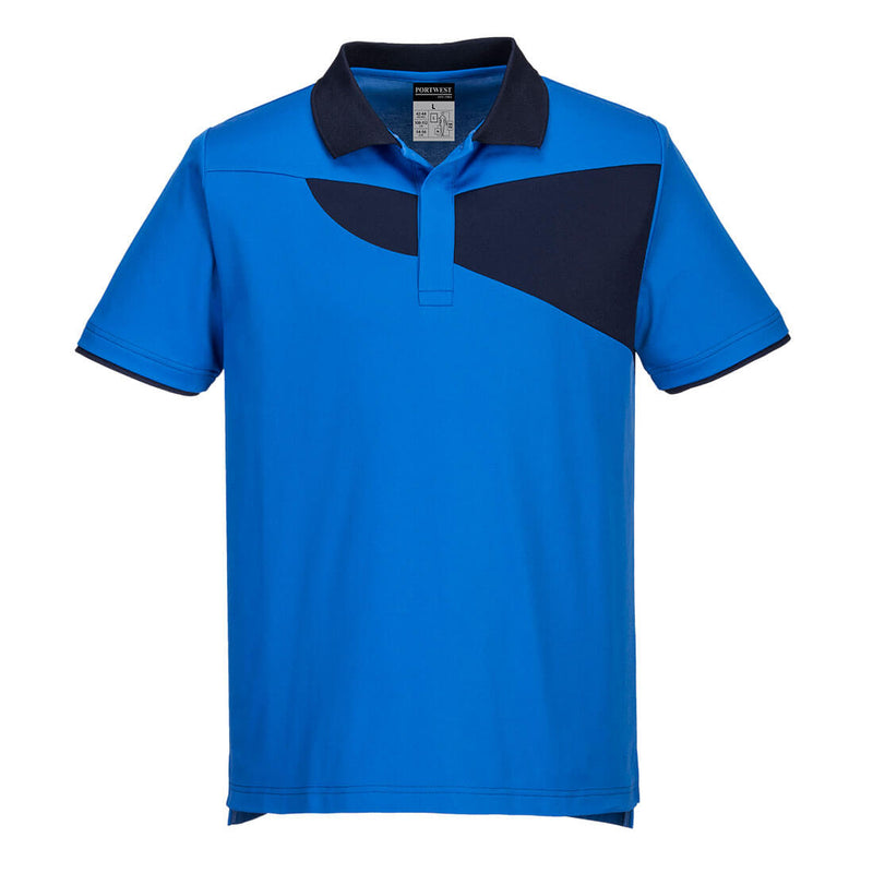 Royal blue Portwest PW2 Cotton Comfort Polo Shirt ideal for branded workwear.