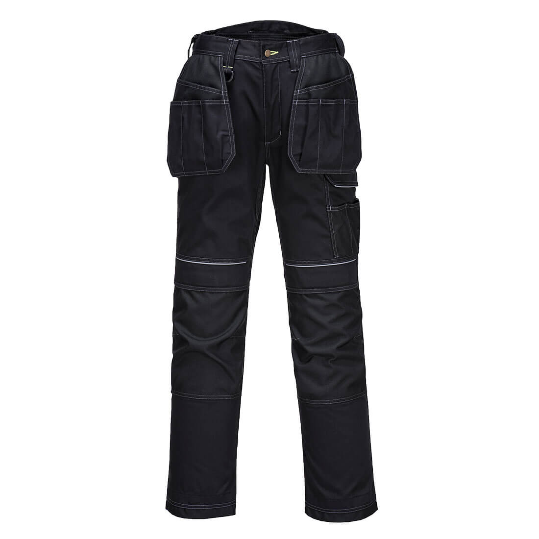 Black Portwest PW3 Stretch Holster Work Trouser with multi-way stretch fabric.