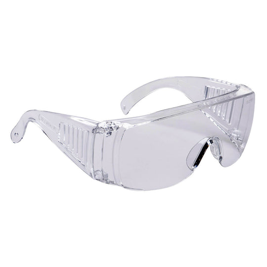 Clear Portwest visitor safety over-spectacles (PW30) designed to fit over prescription glasses.