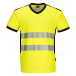 Portwest PW3 Hi-Vis V-Neck Mesh Insert T-Shirt Short Sleeved - thumbnail 2