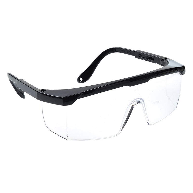 Portwest Classic Safety Spectacles (PW33) with standard clear, anti-scratch lenses.