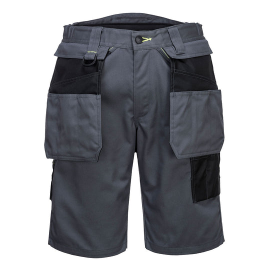 Portwest PW3 Holster Work Shorts PW345 in Metal Grey/Black.