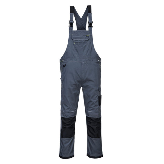 Portwest PW3 Work Bib & Brace (PW346) in a modern grey and black design for versatile workwear.