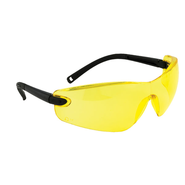 Portwest Profile Safety Spectacles (PW34) with amber lenses and stylish black arms.