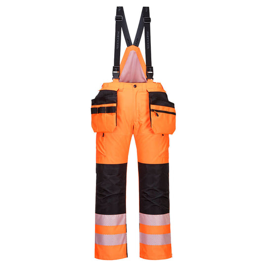 Yellow/black Portwest PW3 Hi-Vis Winter Trouser with quilted lining.