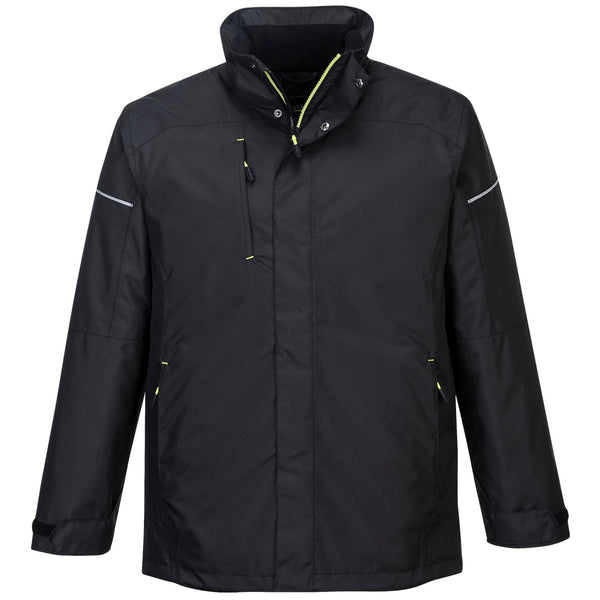 Front view of the black Portwest PW3 Winter Jacket