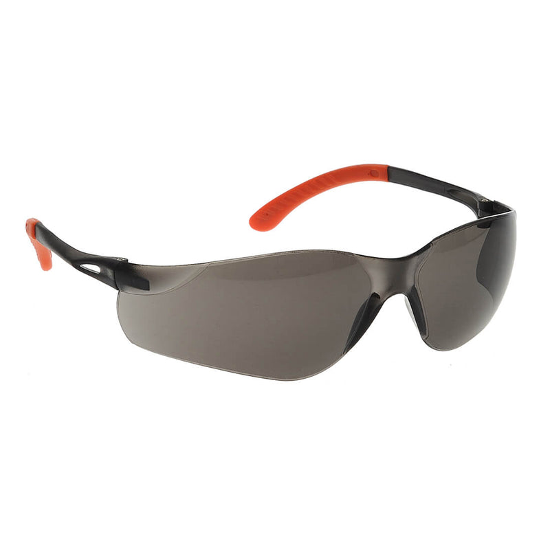 Portwest Pan View spectacles (PW38) with smoke-tinted lenses and frames.