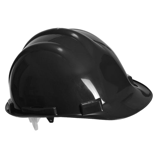 A standard black Portwest Expertbase Safety Helmet (PW50) with harness.