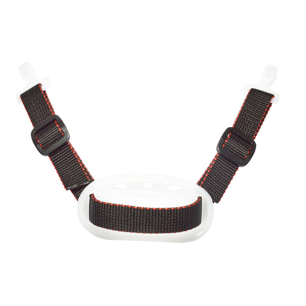 A black Portwest 4-point chin strap (PW53) for securing safety helmets.