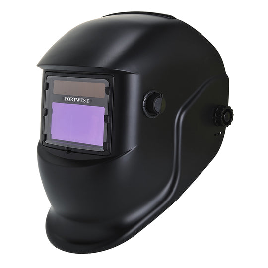 A black Portwest Bizweld Plus Welding Helmet (PW65) with adjustable headband.