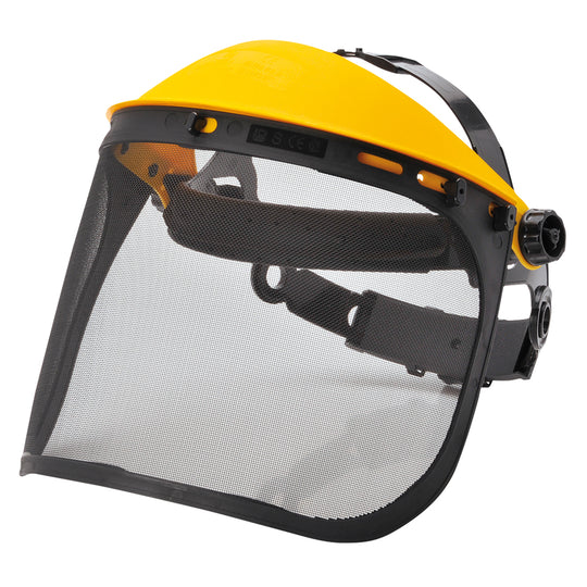 A Portwest browguard (PW93) with a durable steel mesh visor for forestry work.