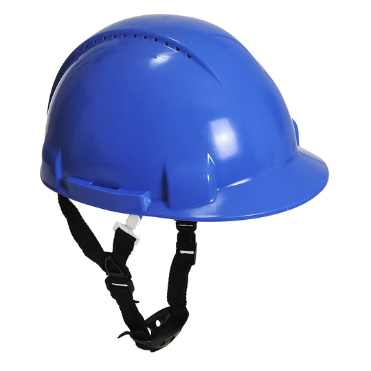 A royal blue Portwest Monterosa safety helmet (PW97) designed for working at height.