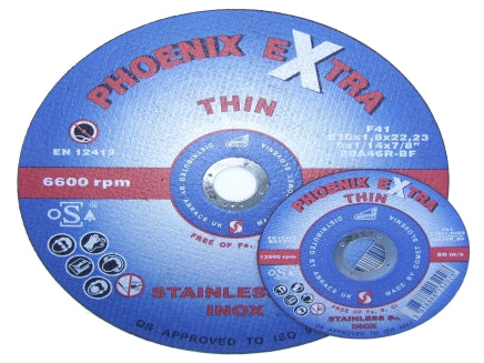 A 1.2mm thick Phoenix II extra-thin cutting disc for inox, 100mm diameter.