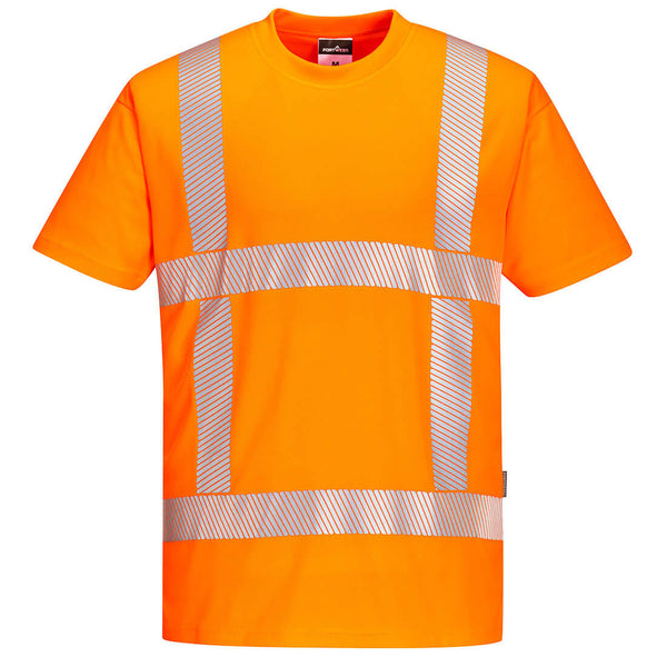 Front view of the Portwest RWS Hi-Vis Short Sleeved T-Shirt in orange.
