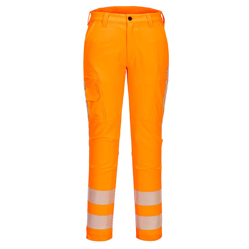 Orange Portwest Hi-Vis Rain Traffic Trouser with reflective bands.