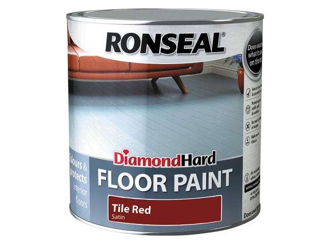 Ronseal Diamond Hard Floor Paint Satin Tile Red 2.5 litre
